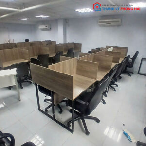 Cụm Bàn Làm Việc 4m1 Gỗ Công Nghiệp Cũ