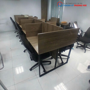 Cụm Bàn Làm Việc 4m1 Gỗ Công Nghiệp Cũ