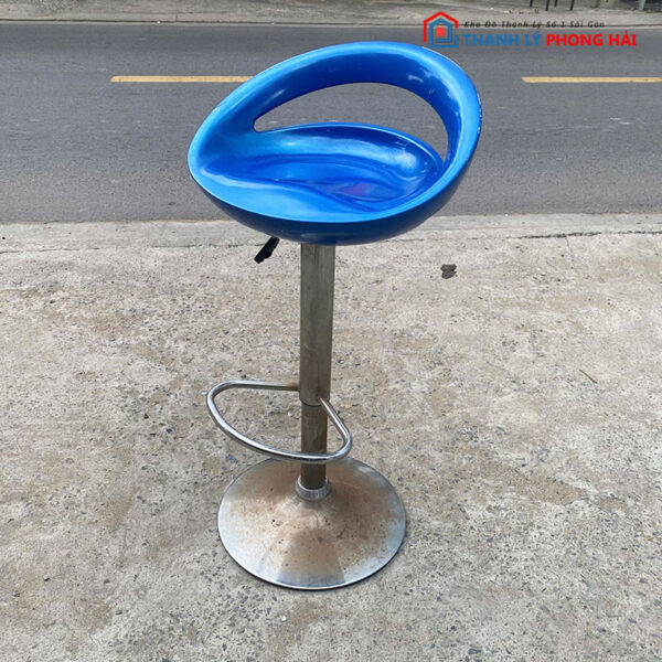 Ghế Bar Cũ Nhựa Xoay Màu Xanh