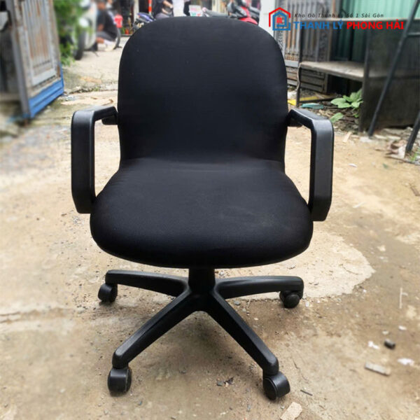 Ghế Xoay Lưng Trung Đệm Nỉ lưng bầu tay vuông