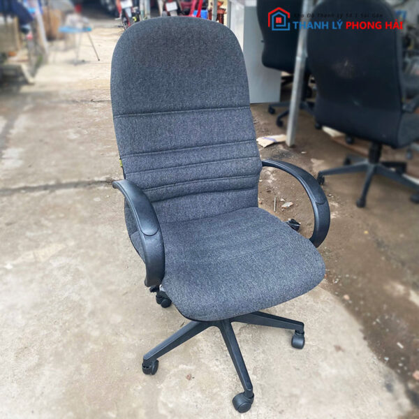 Ghế Xoay Nệm Nỉ Xám Lưng Cao Cũ