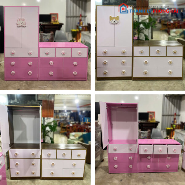 Thanh Lý Hệ Tủ Quần Áo Cho Bé 1m6 Hình Thú Mới 99%