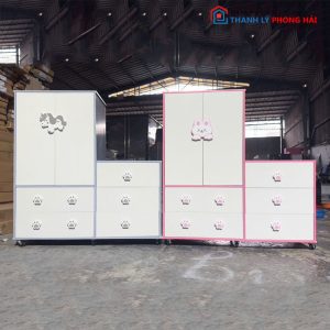 Thanh Lý Hệ Tủ Quần Áo Cho Bé 1m6 Hình Thú Mới 99%