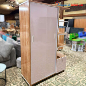Thanh Lý Tủ Áo Cửa Lùa 1m2 Kèm Kệ Trang Trí Mới 99%