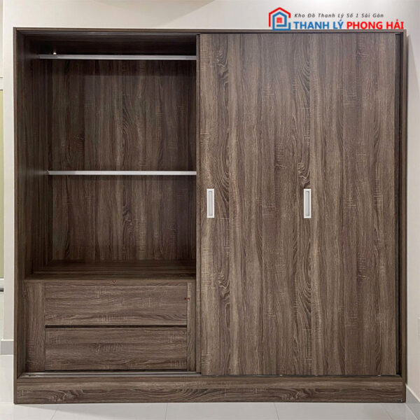 Tủ Cửa Lùa Nhiều Ngăn 2m2 Gỗ MDF