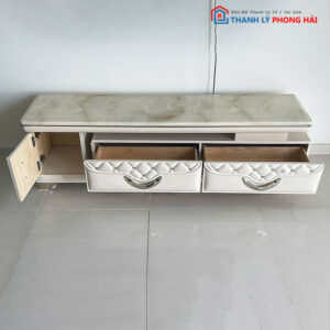 Tủ Kệ Tivi 1m5 Màu Trắng Ngà Mặt Trên Giả Đá Cũ