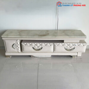 Tủ Kệ Tivi 1m5 Màu Trắng Ngà Mặt Trên Giả Đá Cũ