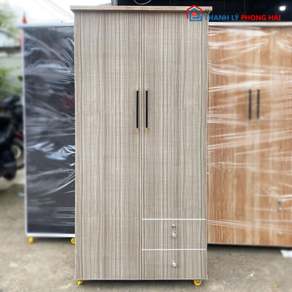 Thanh Lý Tủ Nhựa 2 Cánh 80cm Kèm Hộc Kéo màu gỗ xám