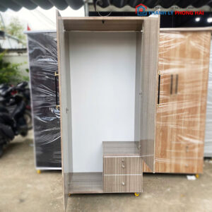 Thanh Lý Tủ Nhựa 2 Cánh 80cm Kèm Hộc Kéo màu gỗ xám