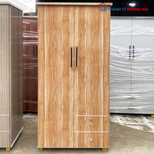 Thanh Lý Tủ Nhựa 2 Cánh 80cm Kèm Hộc Kéo màu nâu gỗ