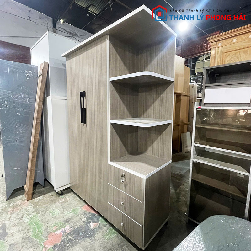 tu-quan-ao-1m25-kem-tu-trung-bay-1-1 Thanh Lý Tủ Quần Áo 1m25 Kèm Tủ Trưng Bày Mới 99% (Nhiều Màu)