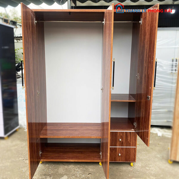 Thanh Lý Tủ Quần Áo 3 Cánh 1m25 Màu Nâu Vân Gỗ Mới 99%