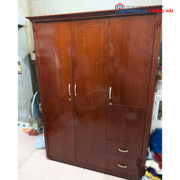 Tủ Quần Áo Gỗ MDF 1m4 3 Cánh 2 Hộc Cũ