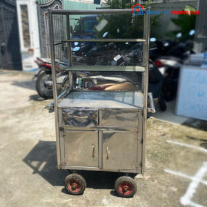 Xe Inox Bán Hàng 70cm Cũ Có Bánh Xe