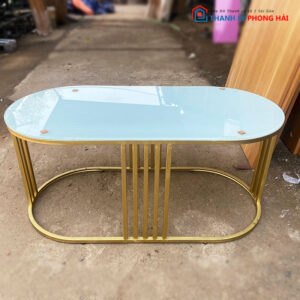 Thanh Lý Bàn Sofa Mặt Kính Trắng Kiểu Oval Mới 99%