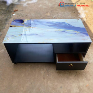 Thanh Lý Bàn Sofa Mặt Kính Vân Đá Có Hộc 1m Mới 99%