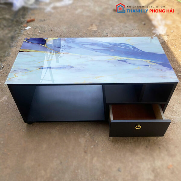 Thanh Lý Bàn Sofa Mặt Kính Vân Đá Có Hộc 1m Mới 99%