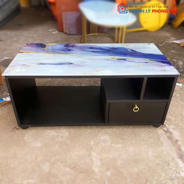 Thanh Lý Bàn Sofa Mặt Kính Vân Đá Có Hộc 1m Mới 99%