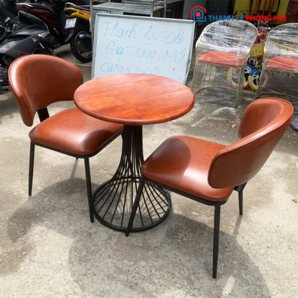 Thanh Lý Bộ Bàn Ghế Cafe Da Nâu Mới 99%