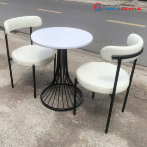 Thanh Lý Bộ Bàn Ghế Cafe Trắng Khung Sắt Mới 99%