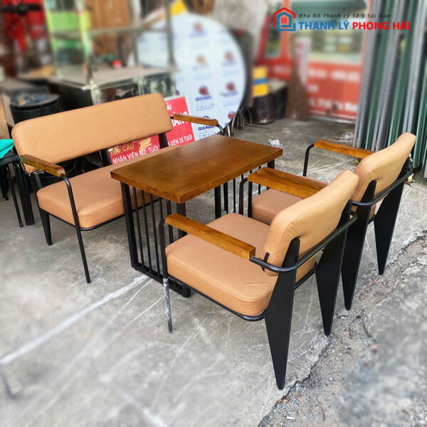 Thanh Lý Bộ Bàn Ghế Sofa Cafe Nâu 1m2 Mới 99%