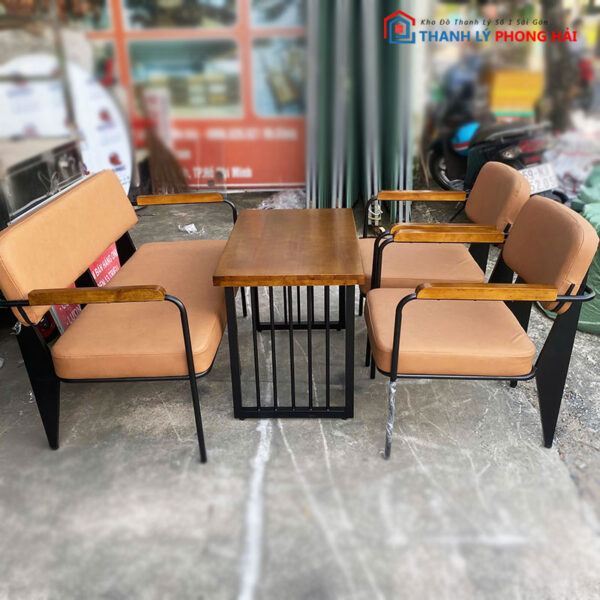 Thanh Lý Bộ Bàn Ghế Sofa Cafe Nâu 1m2 Mới 99%