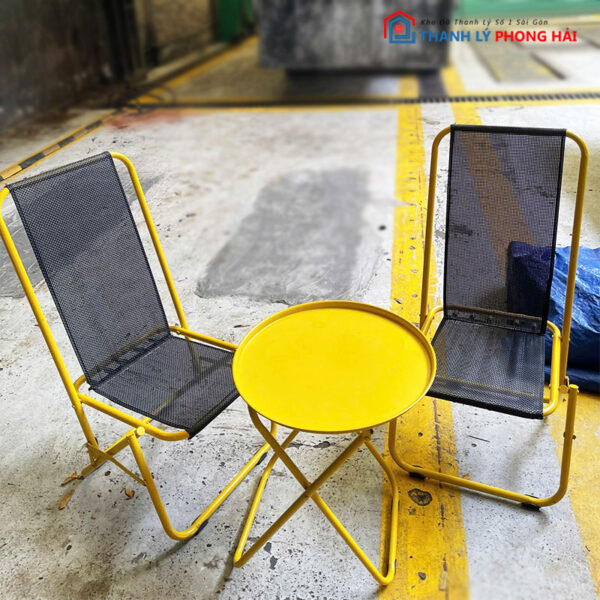 Bộ Bàn Trà Chanh Kèm Ghế Lưới Xếp Lò Xo Cũ