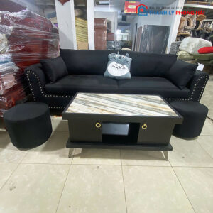 Thanh Lý Bộ Sofa 2m Màu Đen Kèm Bàn Mới 99%