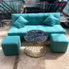 Bộ Sofa Bed Xanh Lá 1m7 Kèm Bàn và 2 Đôn Cũ