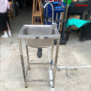 Chậu Rửa Inox Đơn 42cm Cũ Kèm Vòi Nước