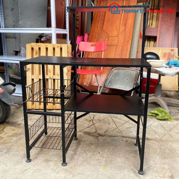 Kệ Chén 3 Tầng 80cm Bằng Sắt Màu Đen Cũ