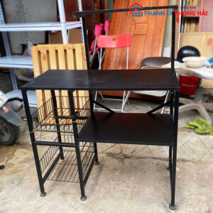 Kệ Chén 3 Tầng 80cm Bằng Sắt Màu Đen Cũ