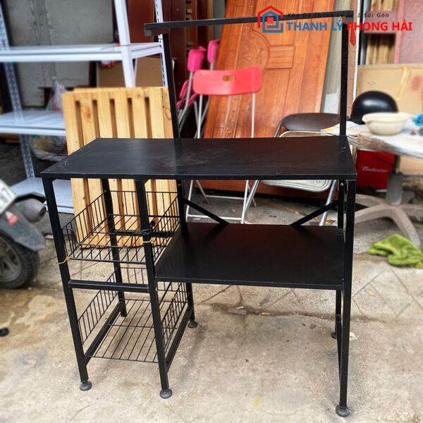 Kệ Chén 3 Tầng 80cm Bằng Sắt Màu Đen Cũ