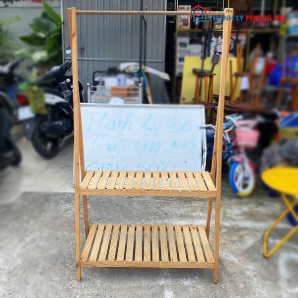 Kệ Gỗ Treo Quần Áo 80cm Bằng Gỗ Tự Nhiên Cũ