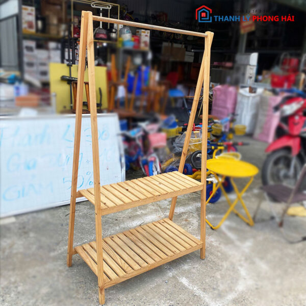 Kệ Gỗ Treo Quần Áo 80cm Bằng Gỗ Tự Nhiên Cũ