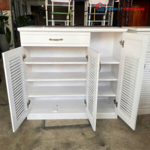 Thanh Lý Tủ Giày Gỗ Cao Su 1m 3 Cánh Mới 99% màu trắng