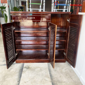 Thanh Lý Tủ Giày Gỗ Cao Su 1m 3 Cánh Mới 99% màu nâu