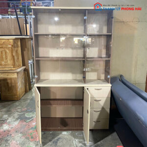 Tủ Hồ Sơ Kính Gỗ 1m2 Nhiều Ngăn Cũ