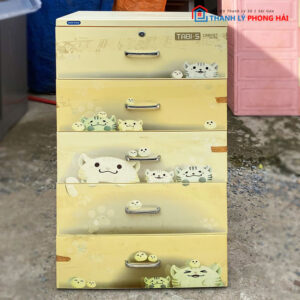 Tủ Nhựa Duy Tân 5 Ngăn Kéo 55cm Màu Vàng Cũ