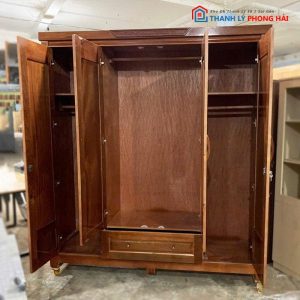 Thanh Lý Tủ Quần Áo Gỗ Xoan Đào 4 Cánh Mới 99%