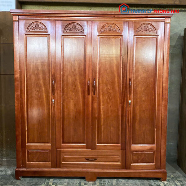 Thanh Lý Tủ Quần Áo Gỗ Xoan Đào 4 Cánh Mới 99%
