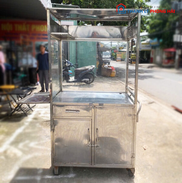 Xe Bán Hàng Inox 90cm Kiểu Đứng Cũ