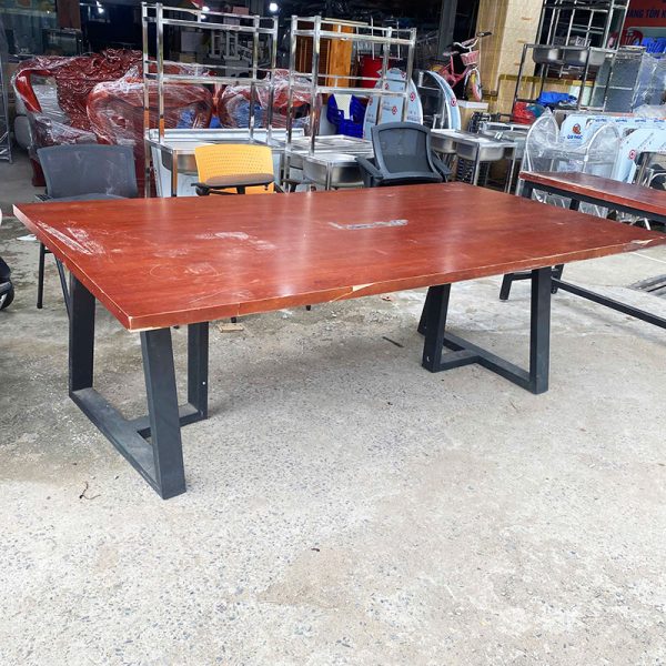 Bàn Họp Mặt Gỗ, Chân Sắt 2m2 Cũ
