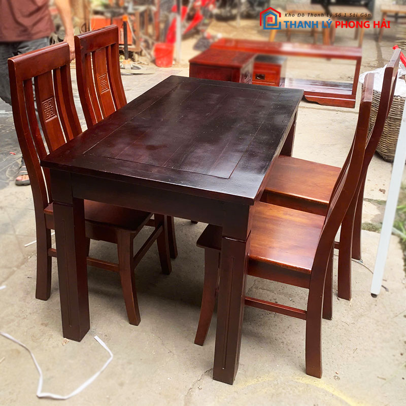 bo-ban-an-1m2-go-tu-nhien-cu-1 Bộ Bàn Ăn 1m2 Gỗ Tự Nhiên Cũ