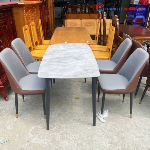 Bộ Bàn Ăn 1m2 Mặt Đá Kèm 4 Ghế Mới 99%