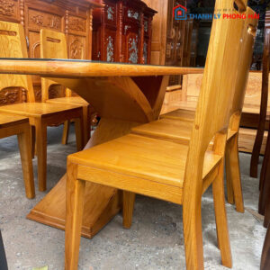 Bộ Bàn Ăn Gỗ Sồi Chân Chữ K 1m6 Mới 99%