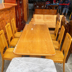 Bộ Bàn Ăn Gỗ Sồi Chân Chữ K 1m6 Mới 99%