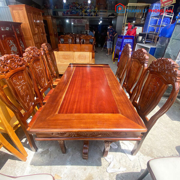 Bộ Bàn Ăn Gỗ Tràm 6 Ghế 1m6 Mới 99%