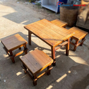 Bộ Bàn Ghế Cà Phê Cóc Gỗ 70cm Cũ