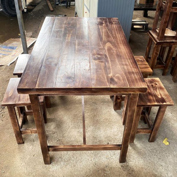 Bộ Bàn Ghế Quán Ăn 1m Gỗ TN Cũ